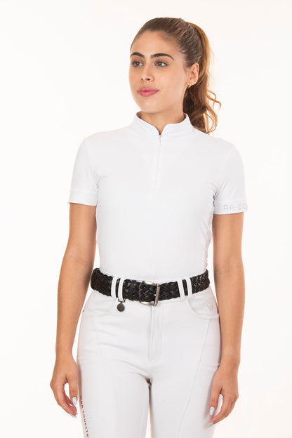 Equestrian Shirt Round Collar Crystal White