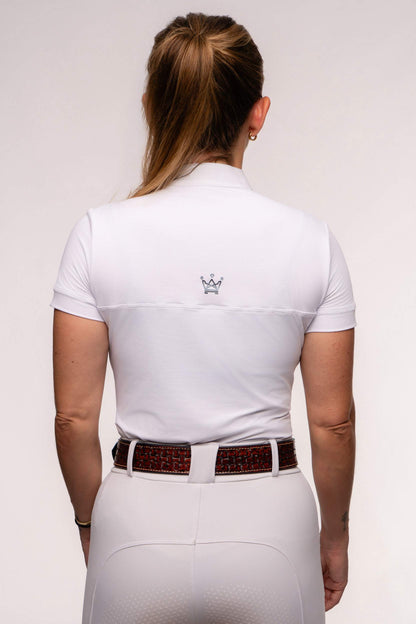 Camisa Hipismo Gola Redonda Painel Manga Curta Branca