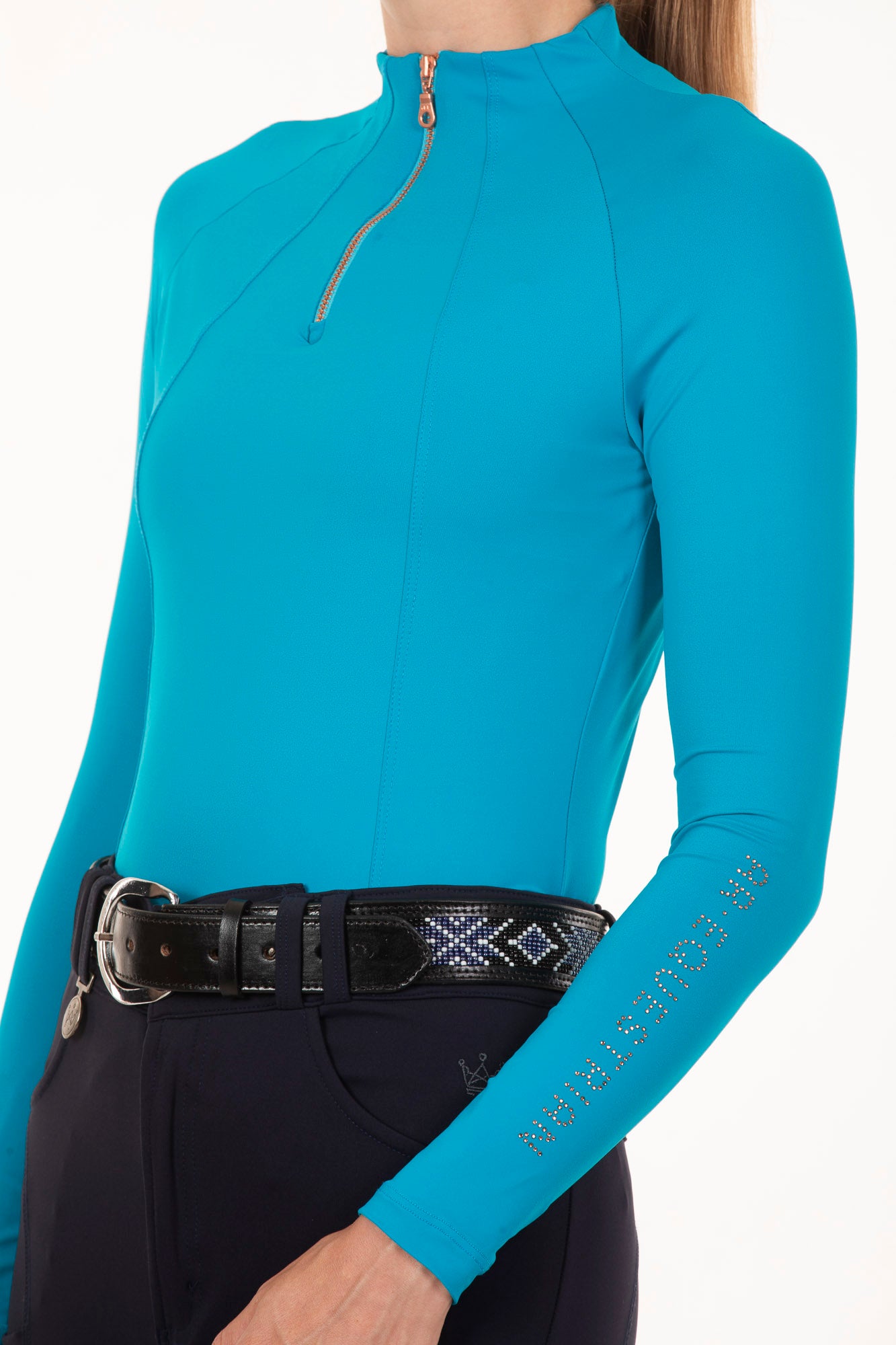 Turquoise Crystal Panels Equestrian Shirt