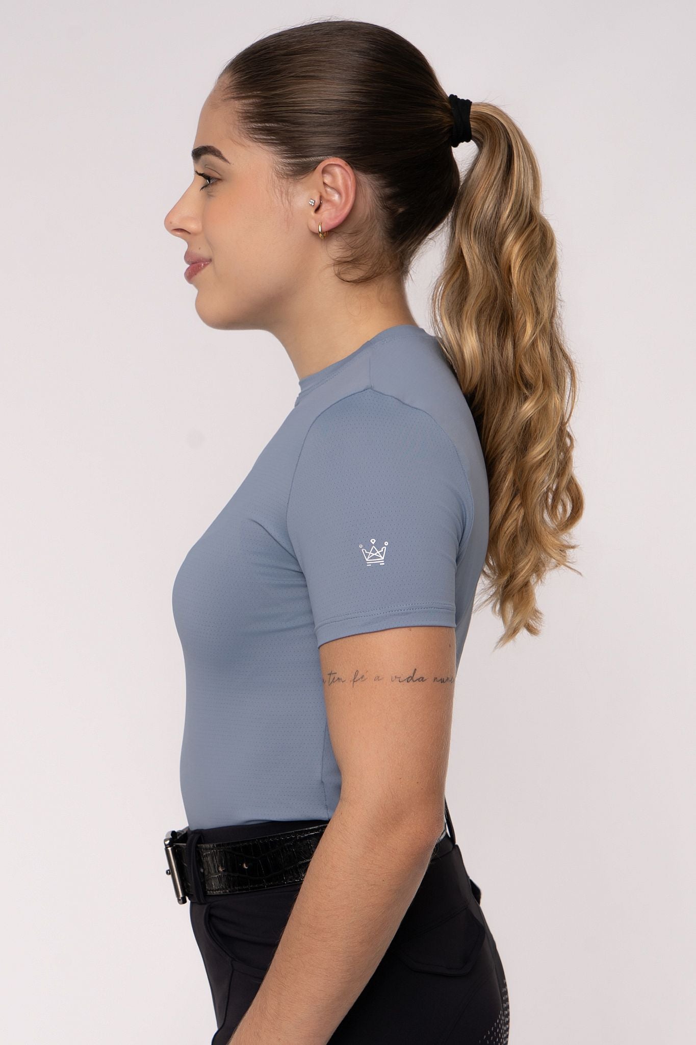 Camiseta Básica Hipismo Fresh Manga Curta Azul Céu
