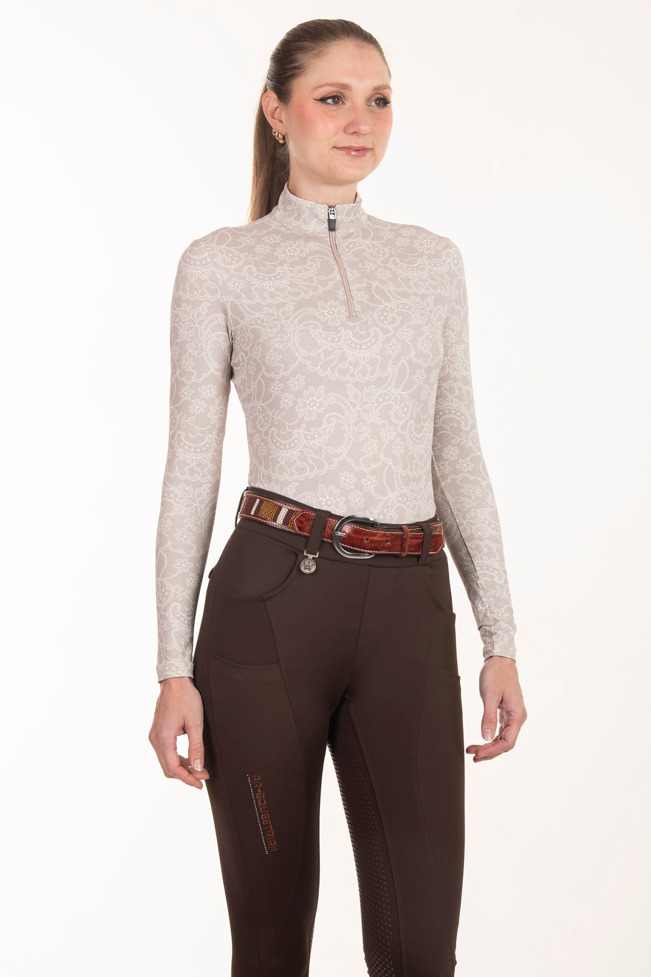 Camisa Hipismo Manga Longa Renda Boho