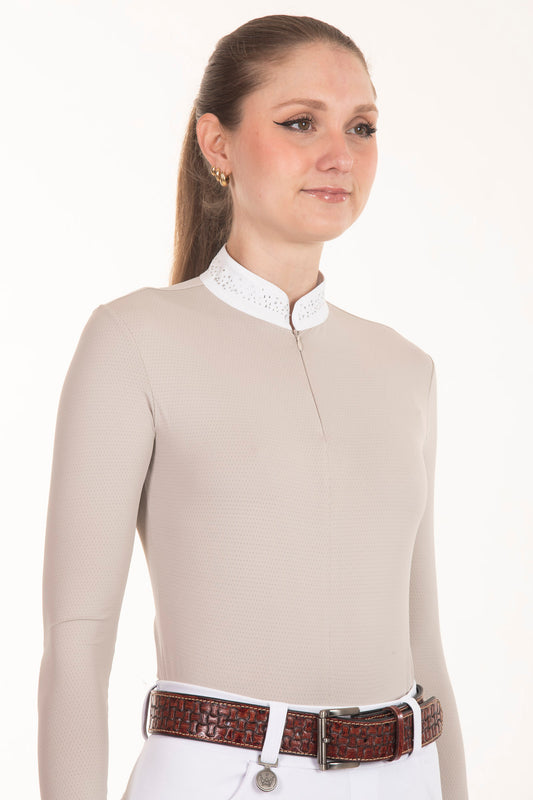 Black Crystal Round Neck Equestrian Shirt