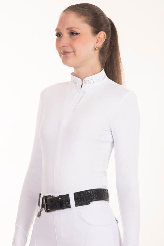Black Crystal Round Neck Equestrian Shirt