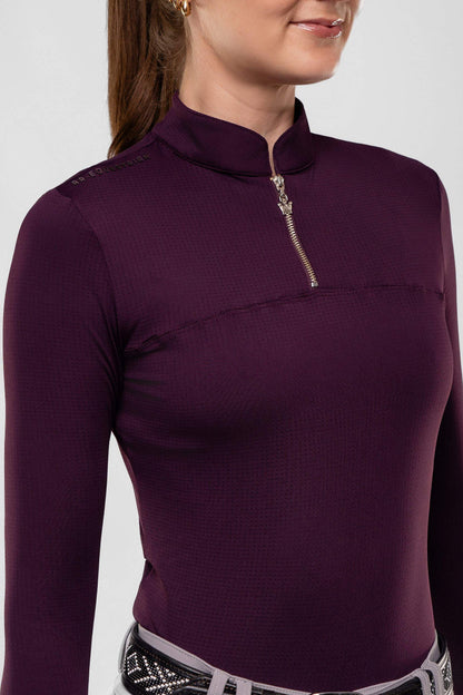 Camisa Hipismo Gola Redonda Painel Manga Longa Malbec