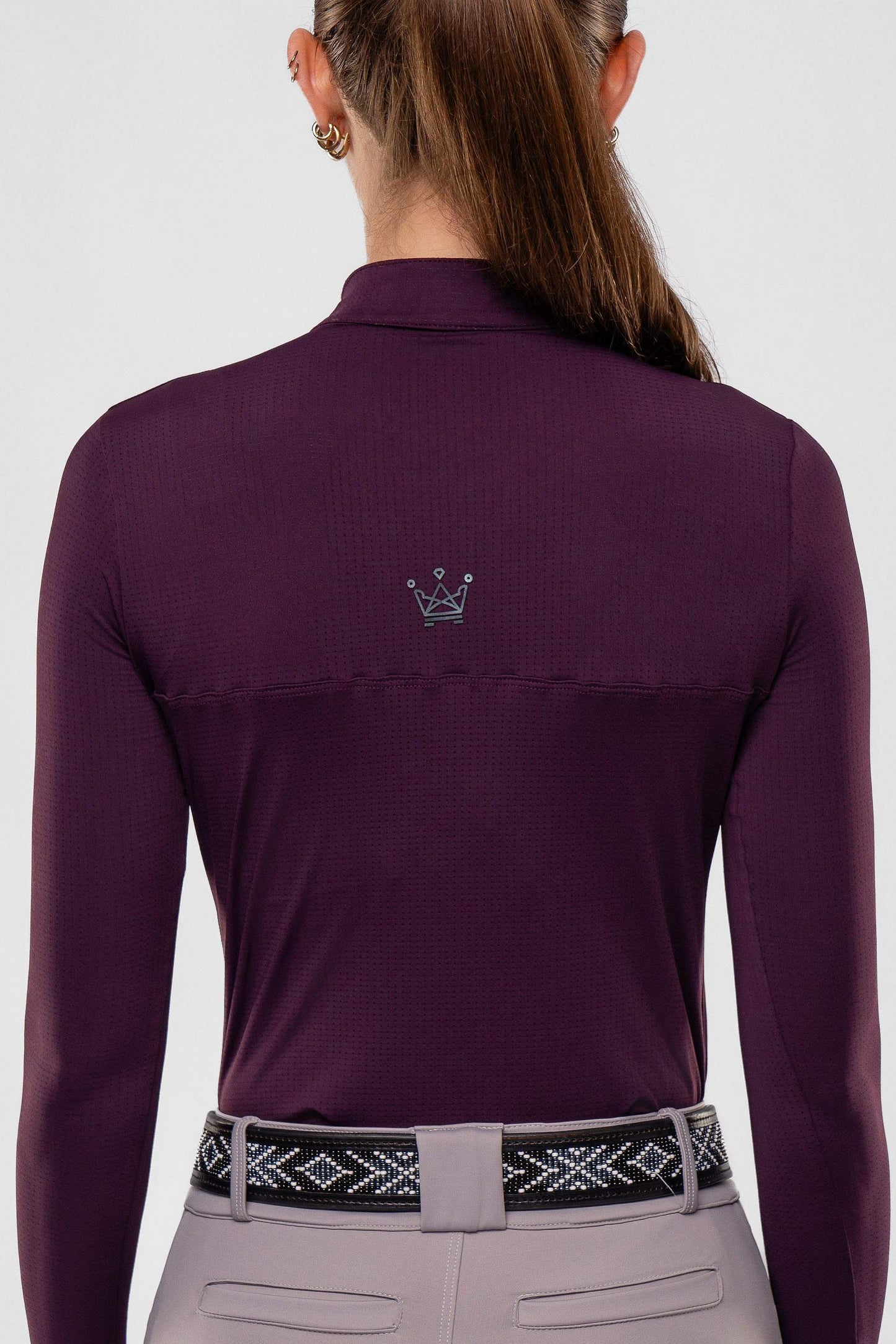 Camisa Hipismo Gola Redonda Painel Manga Longa Malbec