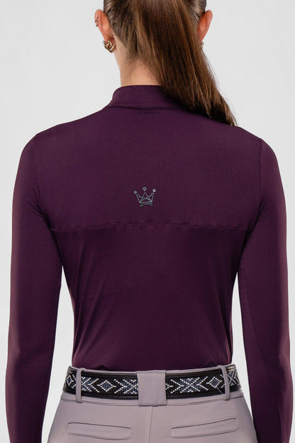 Camisa Hipismo Gola Redonda Painel Manga Longa Malbec