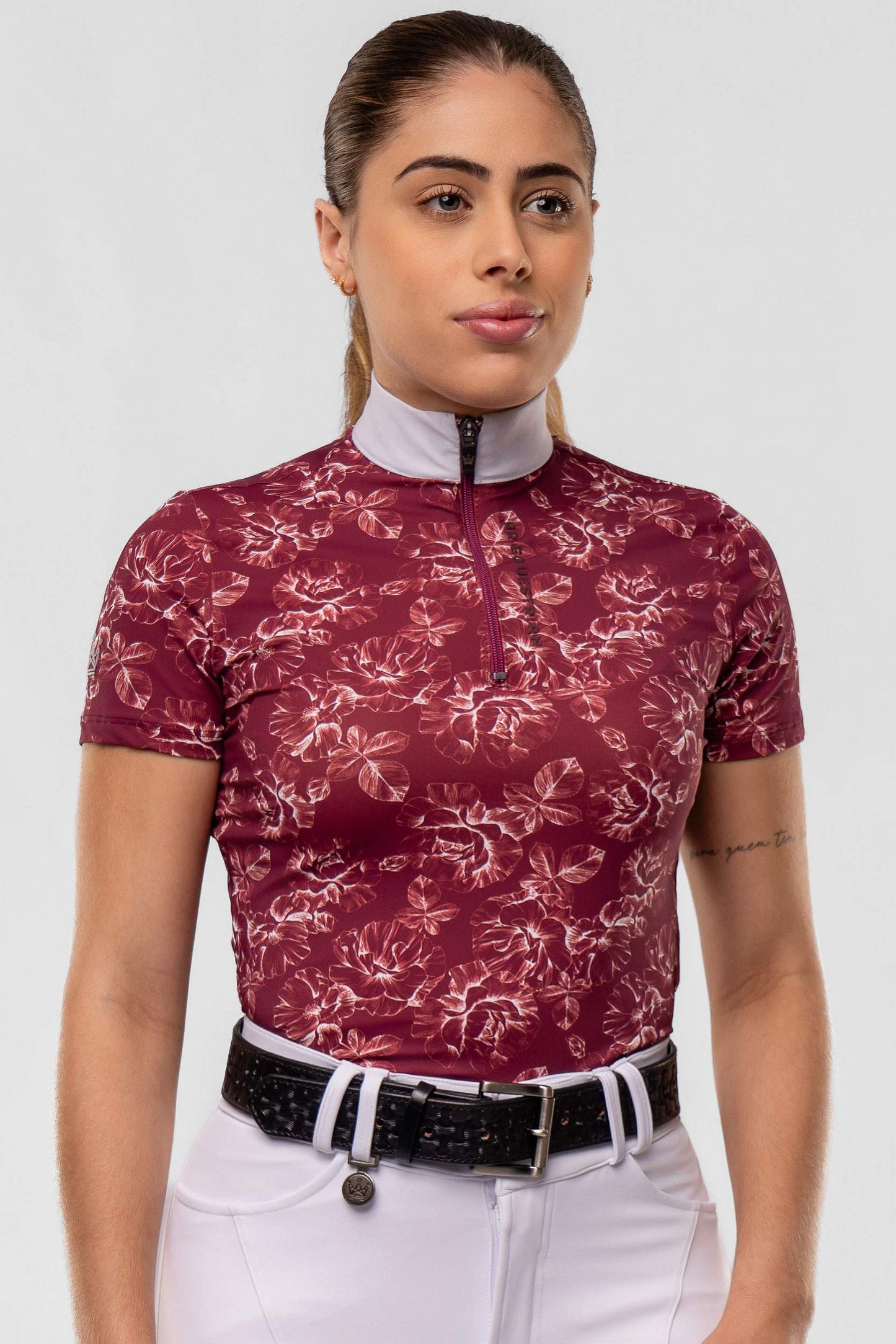 Camisa Hipismo Manga Curta Floral Prova