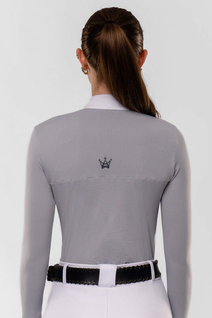 Camisa Hipismo Gola Redonda Painel Manga Longa Platina Prova