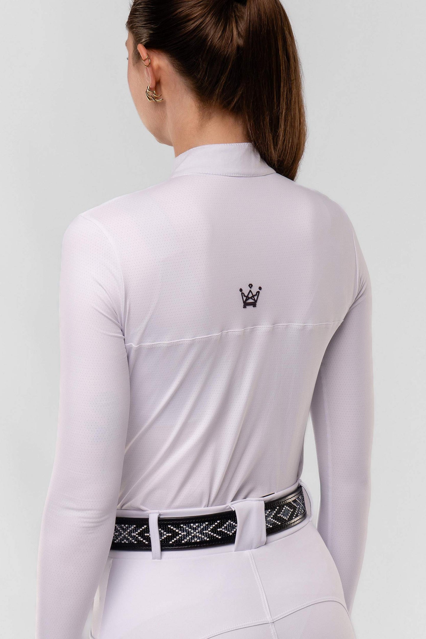 Camisa Hipismo Gola Redonda Painel Manga Longa Branca