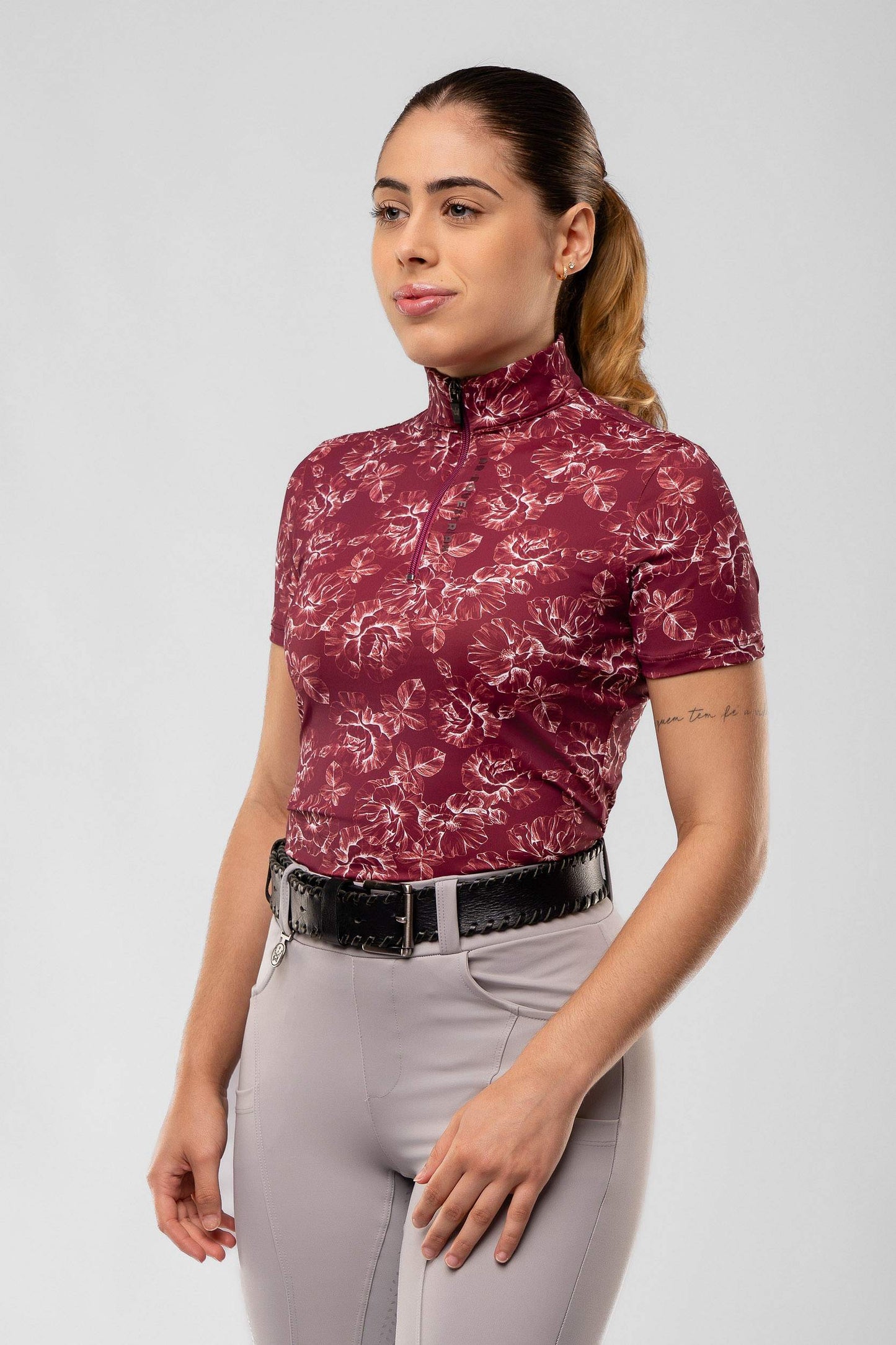 Camisa Hipismo Manga Curta Floral