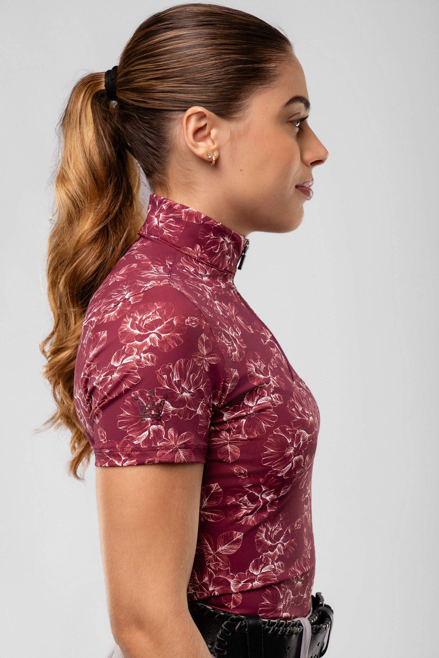 Camisa Hipismo Manga Curta Floral