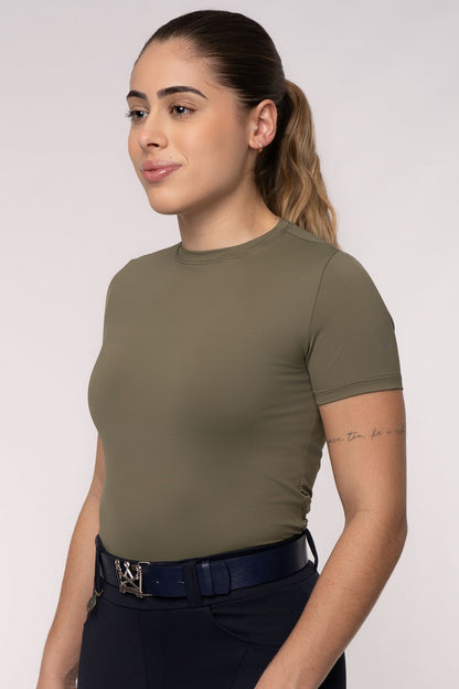 Camiseta Básica Hipismo Manga Curta Oliva