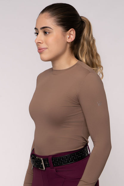 Camiseta Básica Hipismo Fresh Manga Longa Cappuccino