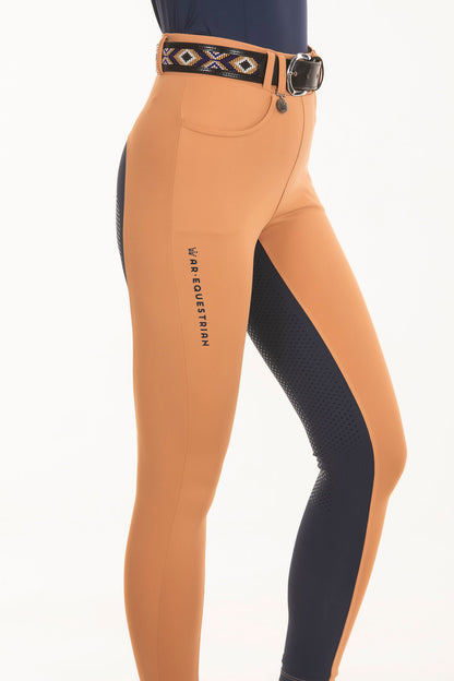 Equestrian Breeches Two-Tone Leggings Caramel and Navy