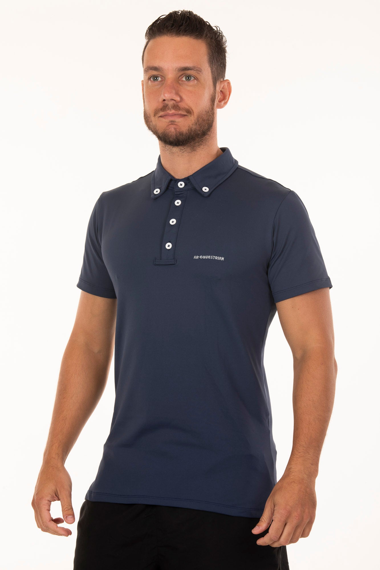 Men's Equestrian Training Polo Shirt Navy Blue