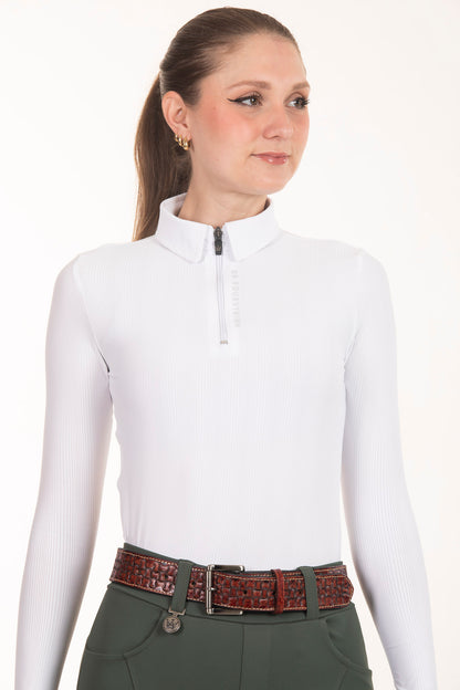 Black Crystal Round Neck Equestrian Shirt