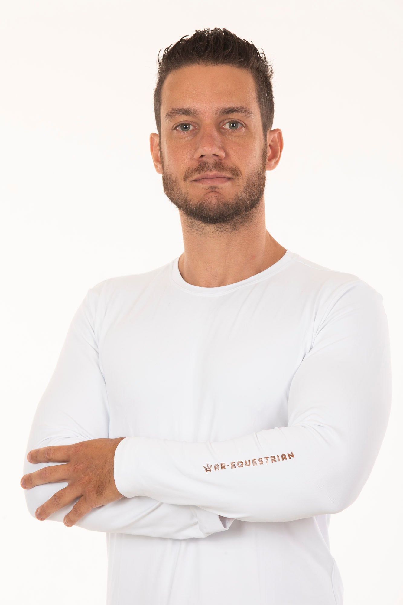 Men's White Equestrian Long Sleeve T-Shirt