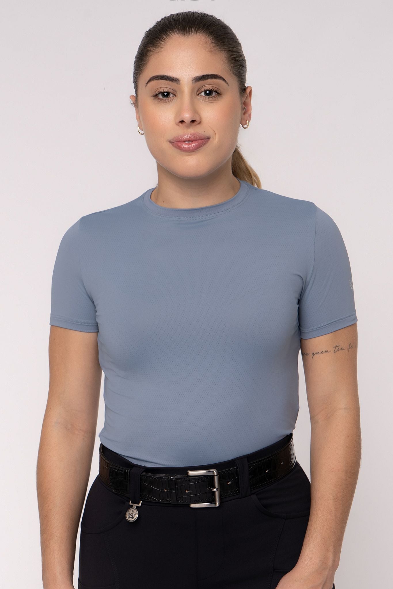 Camiseta Básica Hipismo Fresh Manga Curta Azul Céu