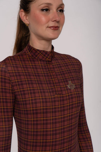 Camisa Hipismo Clássica Brasão Manga Longa Vichy