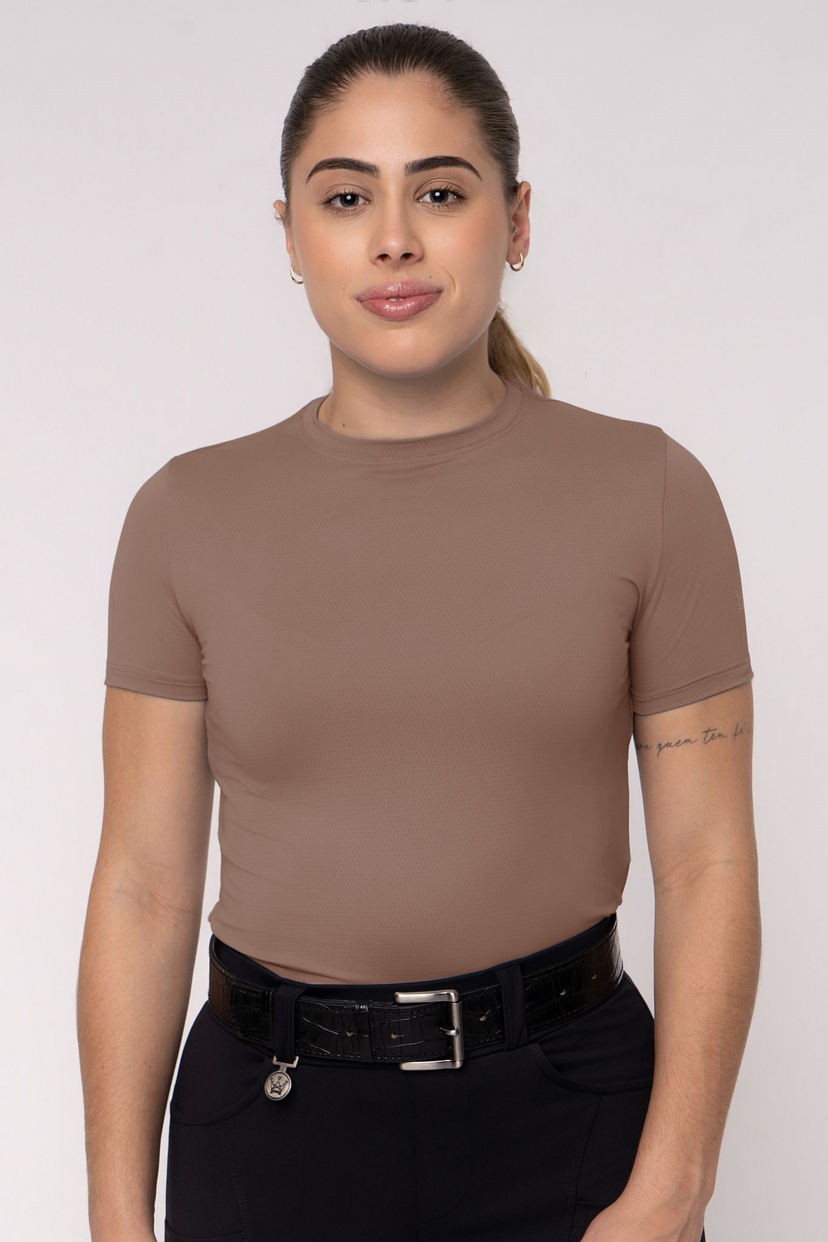 Camiseta Básica Hipismo Fresh Manga Curta Cappuccino