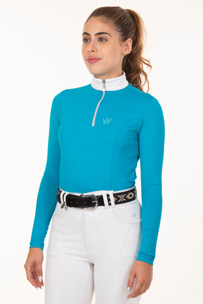 Turquoise Long Sleeve Equestrian Shirt