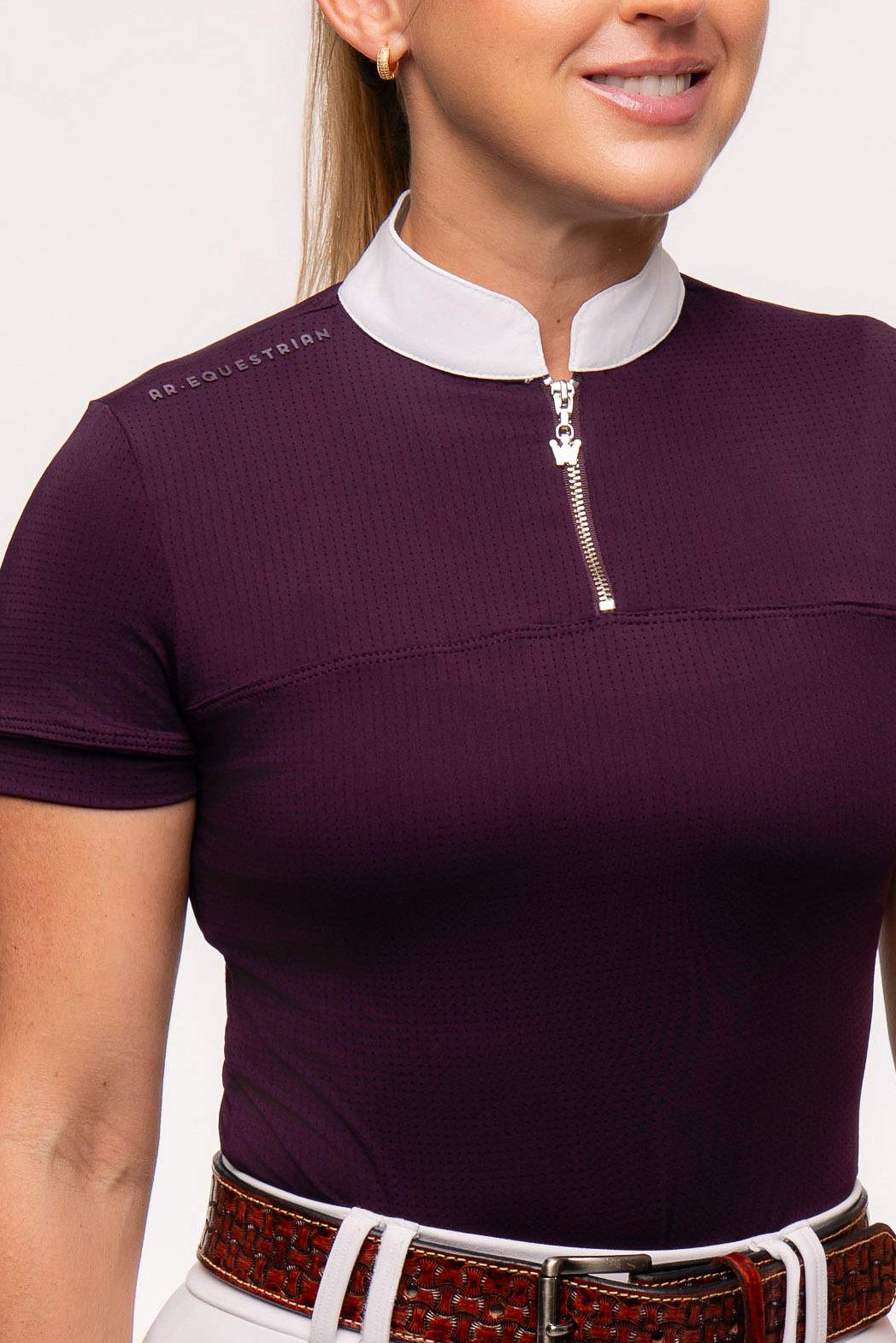 Camisa Hipismo Gola Redonda Painel Manga Curta Malbec Prova