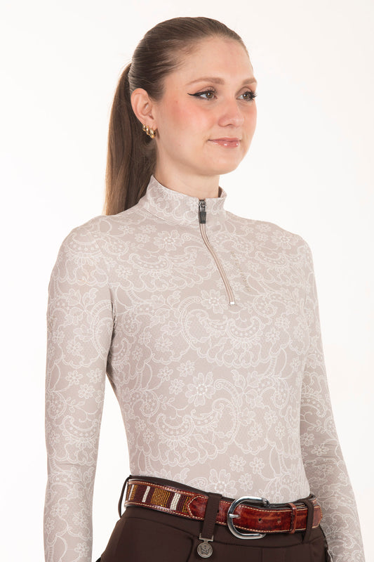 Camisa Hipismo Manga Longa Renda Boho