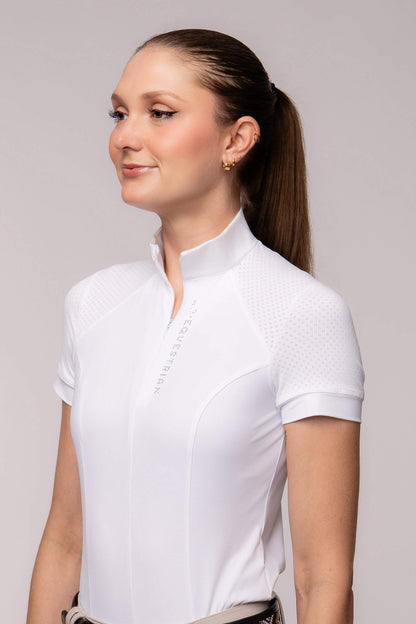 Camisa Hipismo Raglan Cristal Manga Curta Branca