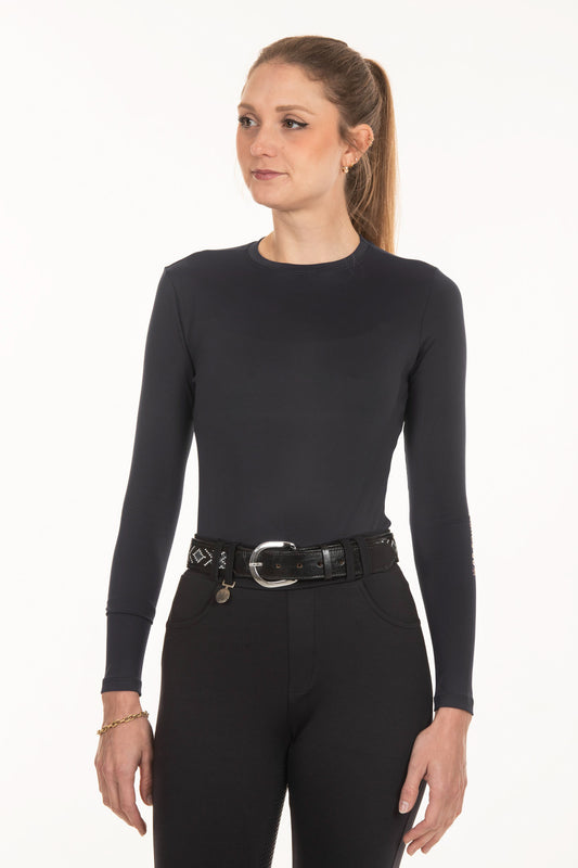 Basic Equestrian Long Sleeve Black T-Shirt