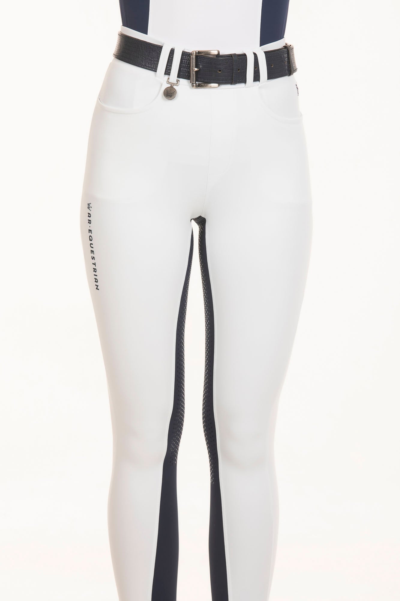 Equestrian Breeches in Two-Tone White and Navy Blue Leggings