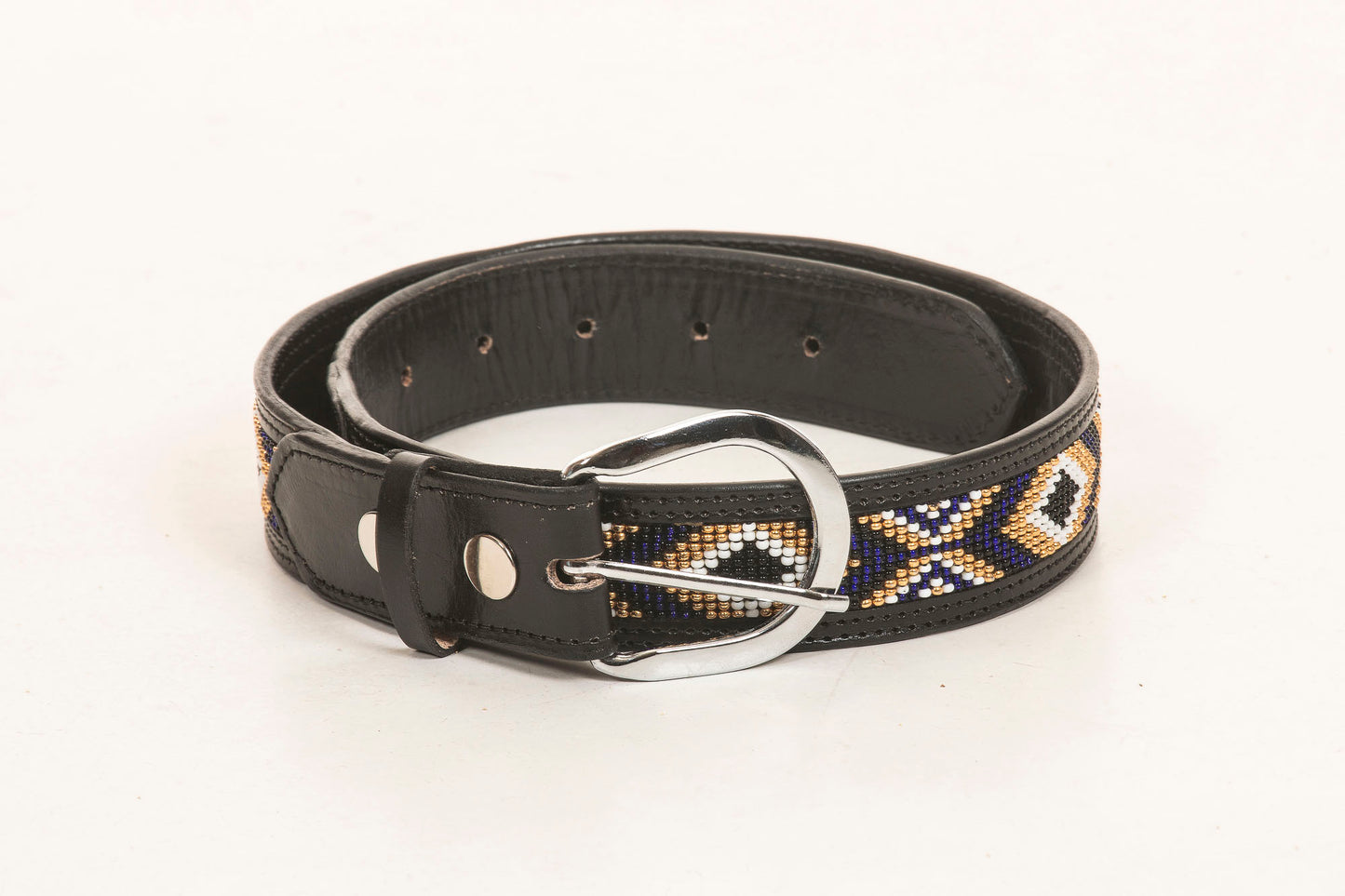 Navy Beaded Equestrian Belt