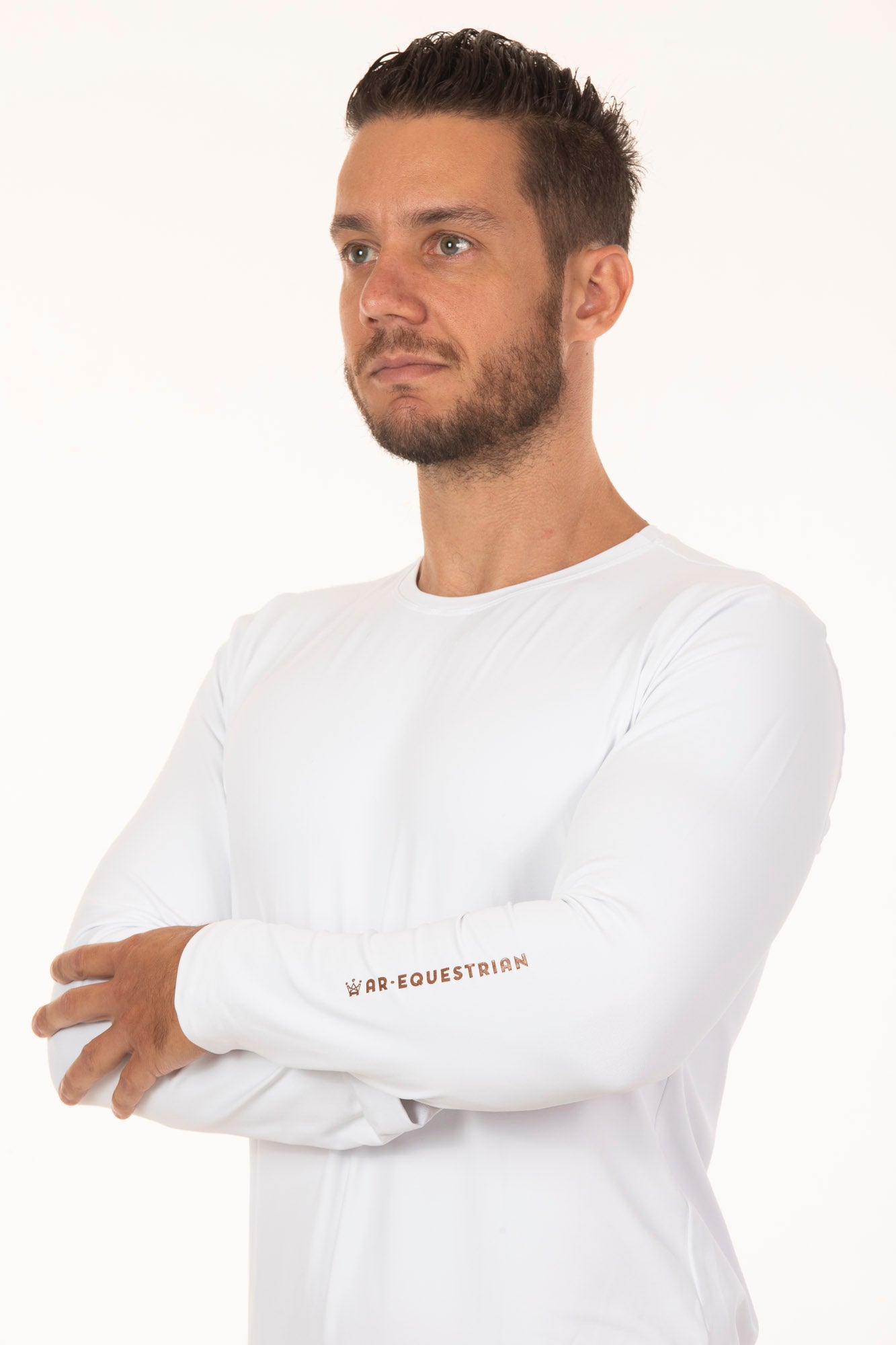 Men's White Equestrian Long Sleeve T-Shirt