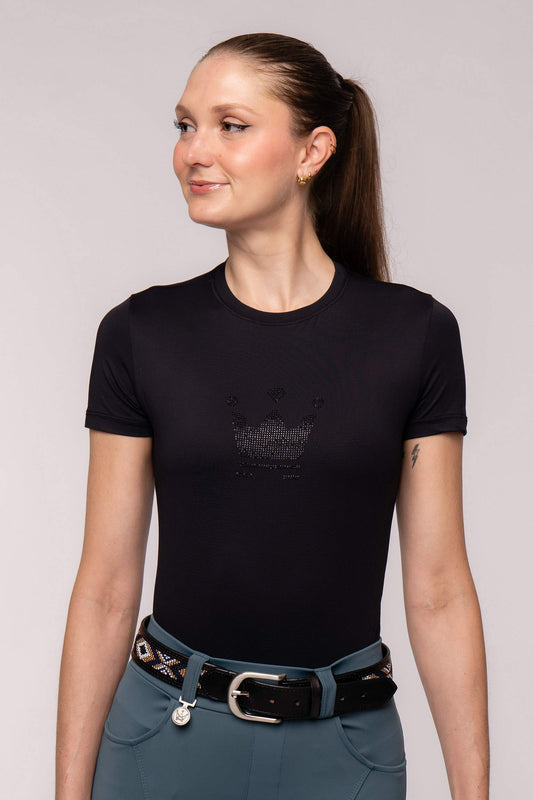 Camiseta Básica Hipismo Fresh Cristal Manga Curta Preta