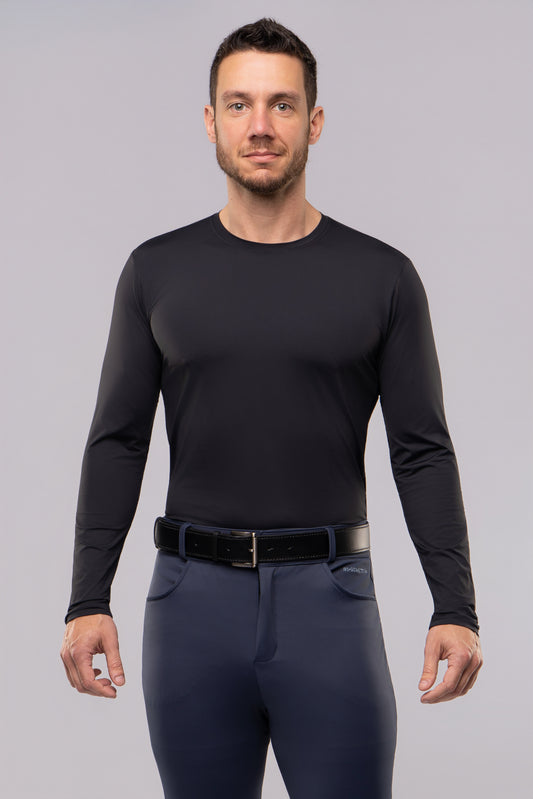 Camiseta Hipismo Masculina Manga Longa Preta