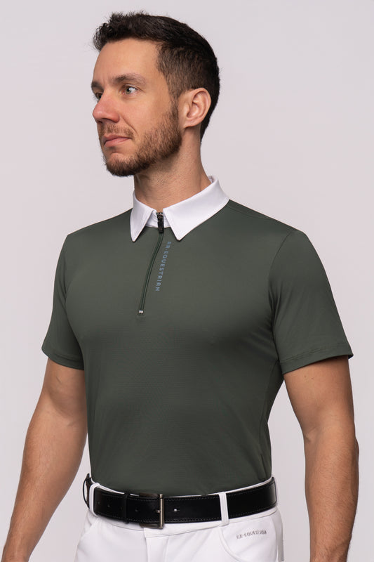 Camisa Hipismo Fresh Polo Manga Curta Masculina Verde Cacto