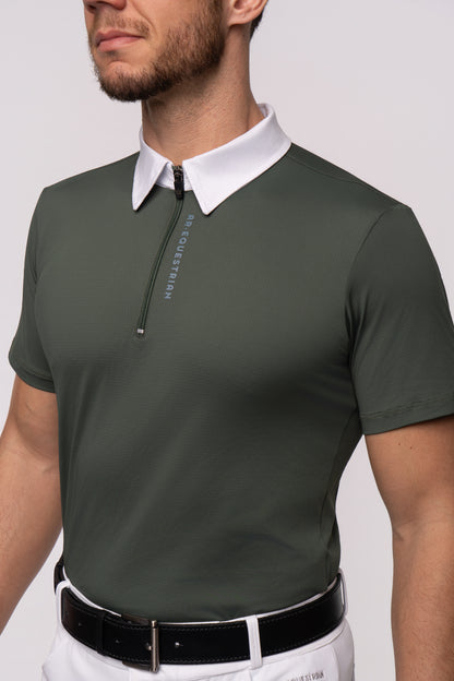 Camisa Hipismo Fresh Polo Manga Curta Masculina Verde Cacto