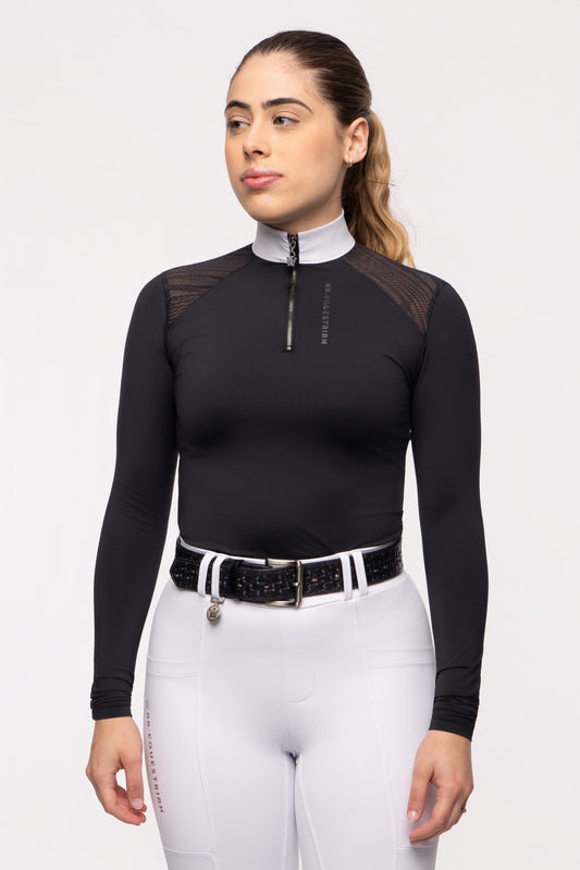 Camisa Hipismo Raglan Air Manga Longa Preta Prova