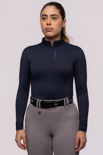 Camisa Hipismo Gola Redonda Fresh Cristal Manga Longa Marinho - *PRÉ VENDA envios à partir de 06/10*