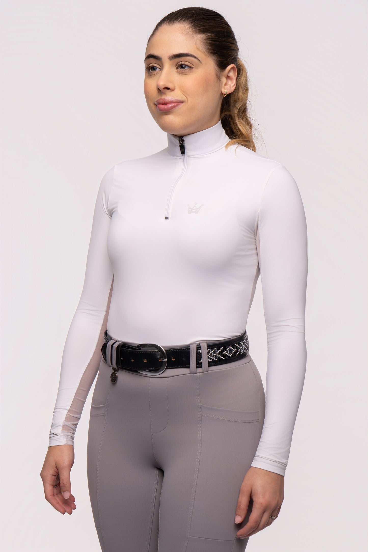 White Tulle Long Sleeve Equestrian Shirt
