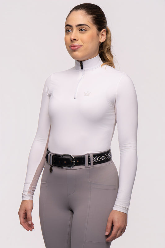White Tulle Long Sleeve Equestrian Shirt