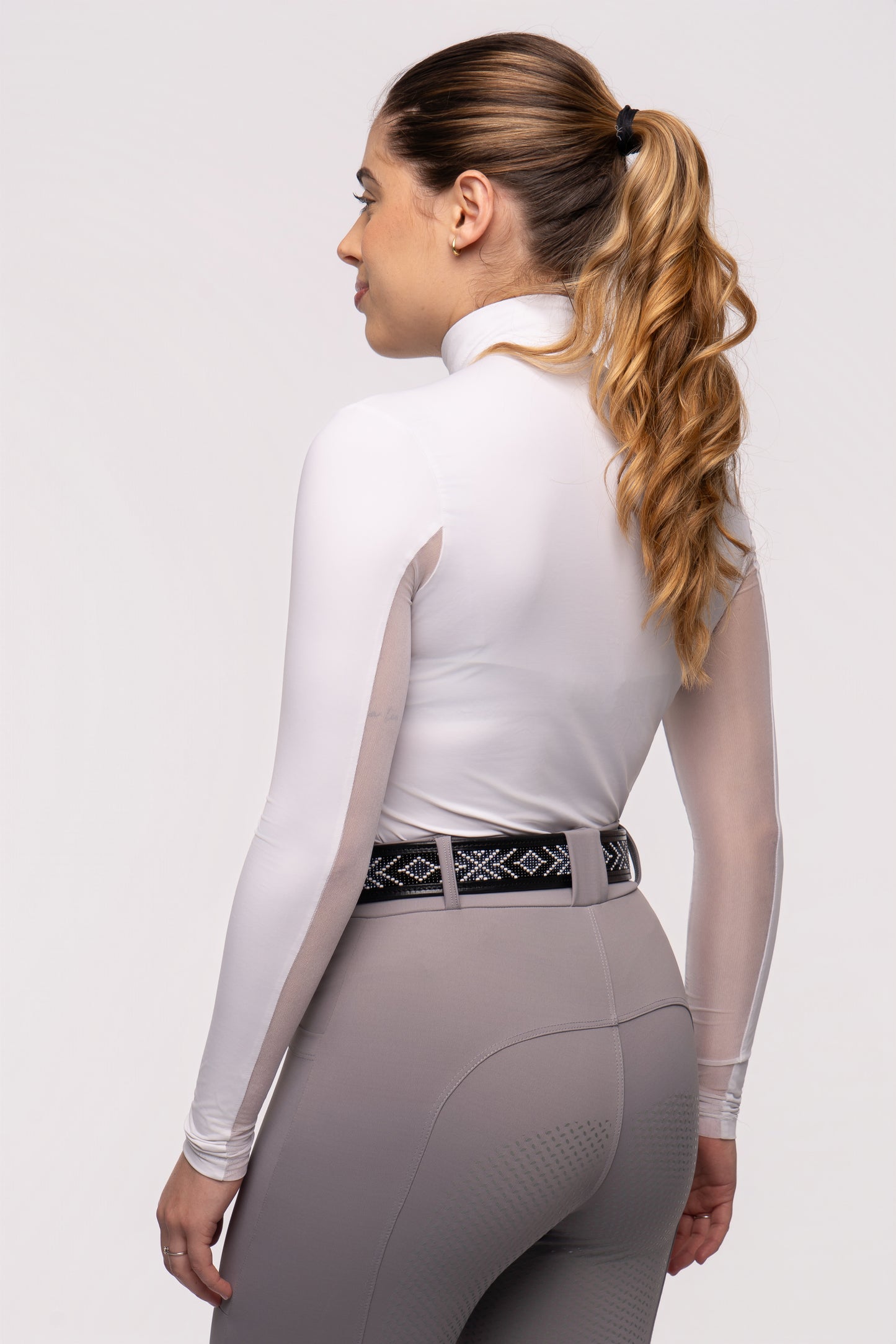 White Tulle Long Sleeve Equestrian Shirt