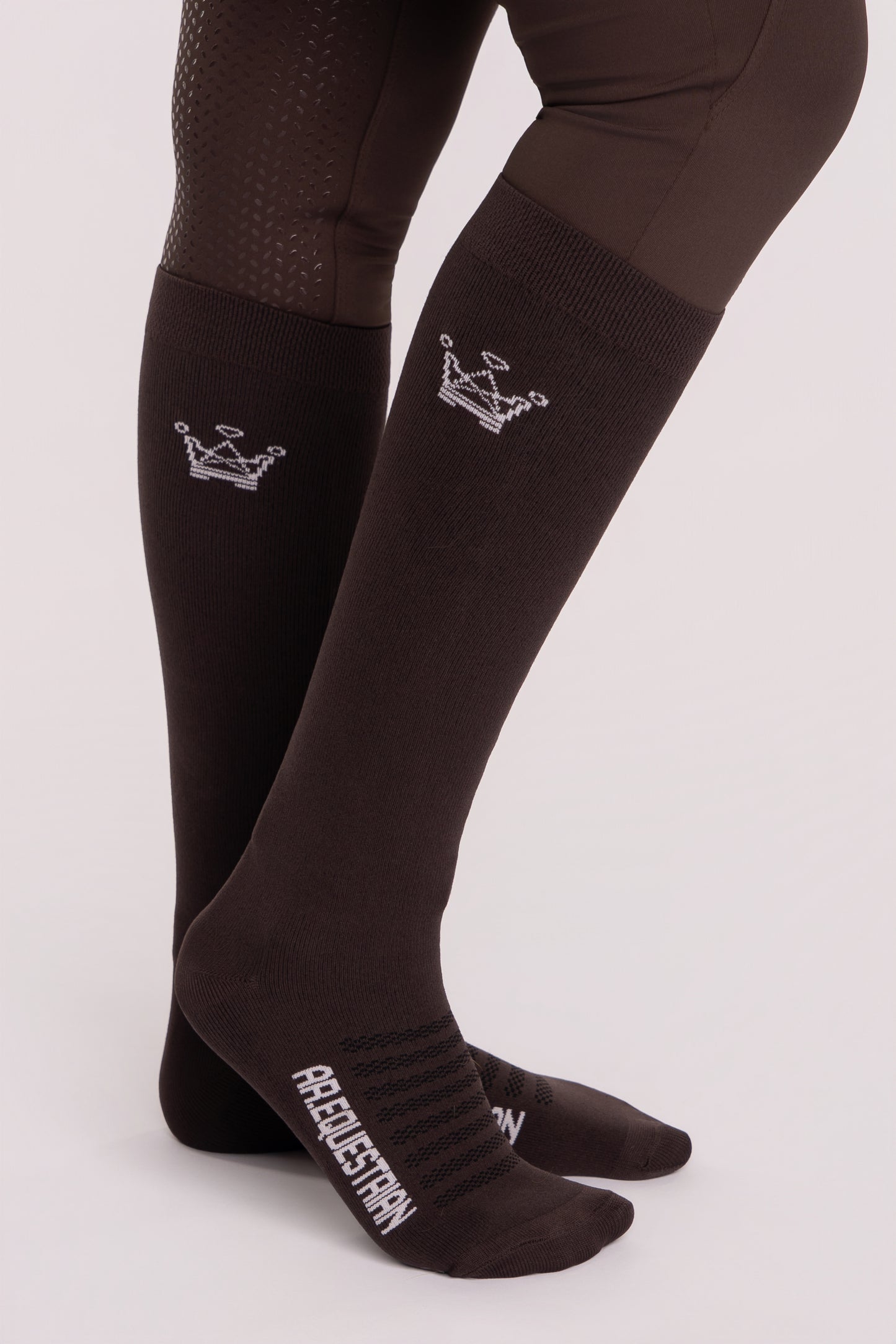 Meia Hipismo Cano Alto Café