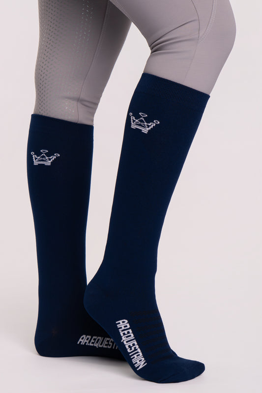 Meia Hipismo Cano Alto Marinho