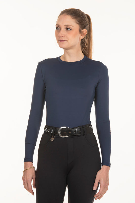 Basic Equestrian Long Sleeve T-Shirt Navy Blue 