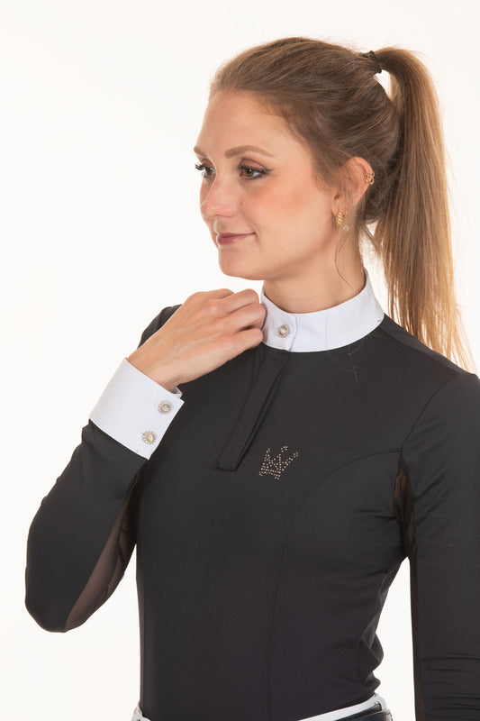 Black Crystal Tulle Equestrian Shirt